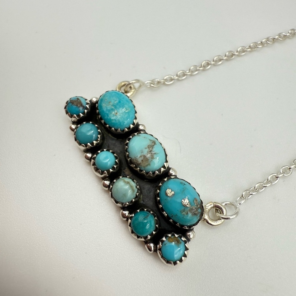Turquoise Double Stack Sterling Silver 925 Neckla… - image 3